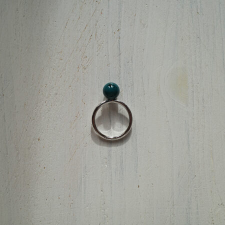 Anello Solitario Verde Petrolio