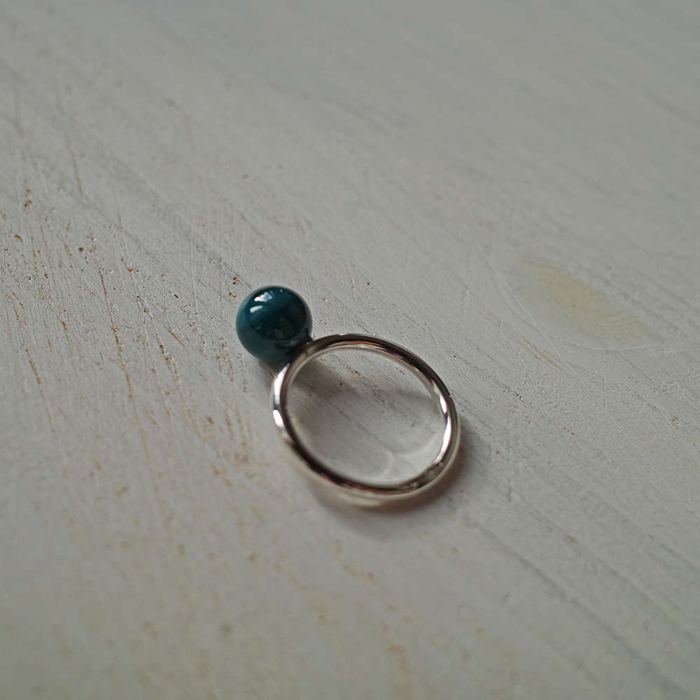 Anello Solitario Verde Petrolio - immagine 5
