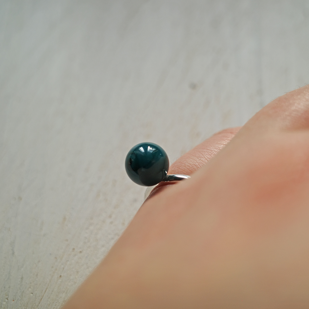 Anello Solitario Verde Petrolio - immagine 4