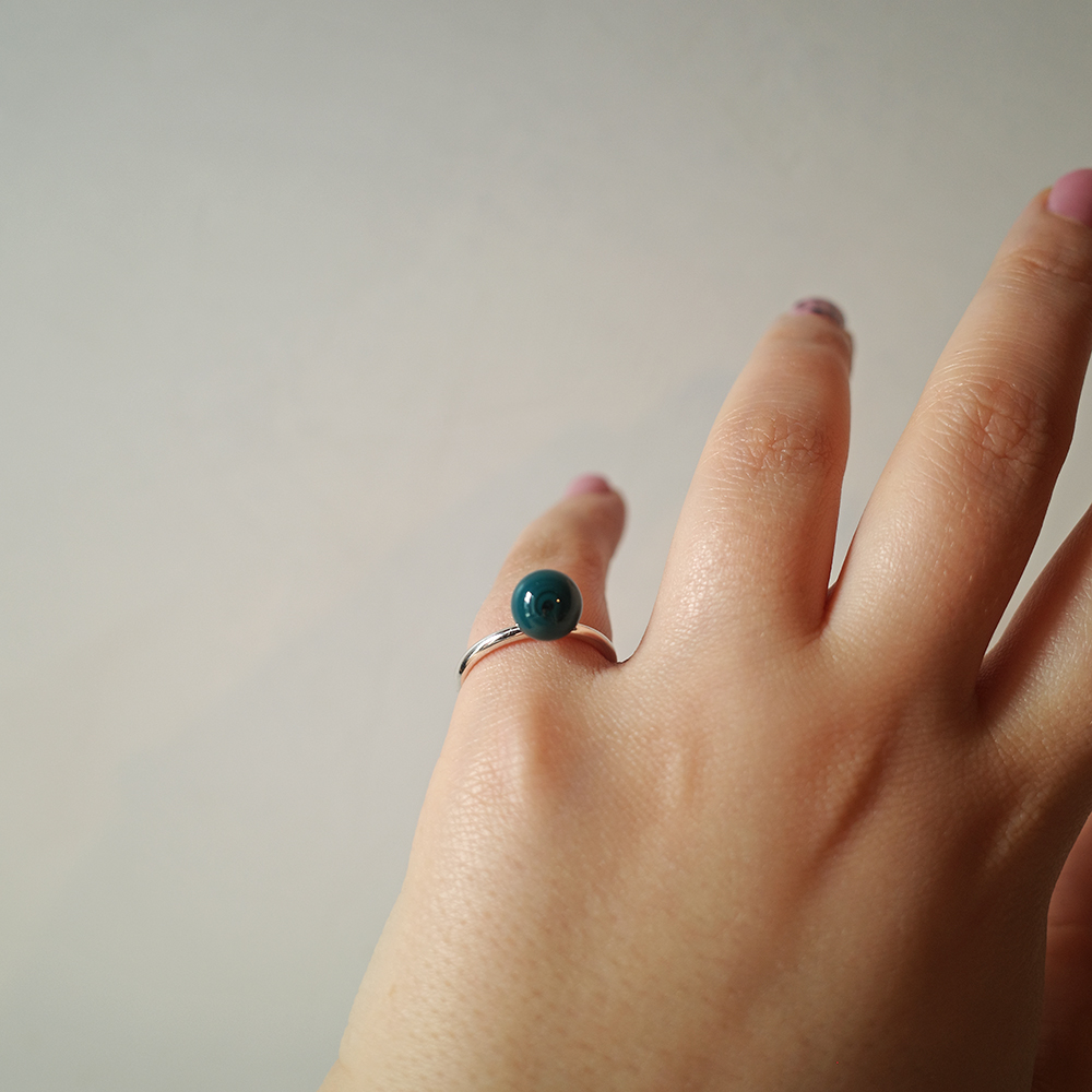 Anello Solitario Verde Petrolio - immagine 3