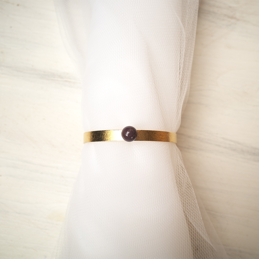 Bangles Solitario - Giallo oro con texture fresata - immagine 3