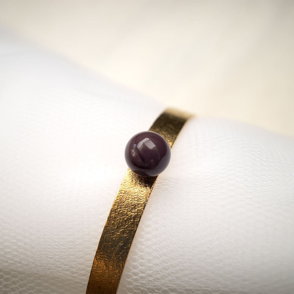 Bangles Solitario - Giallo oro con texture fresata - immagine 4