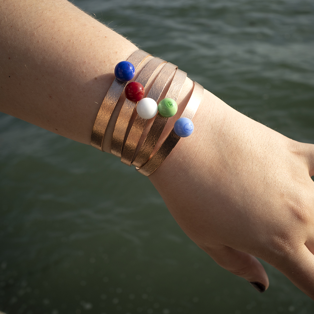 Bangles Solitario - Oro rosa con texture fresata - immagine 2