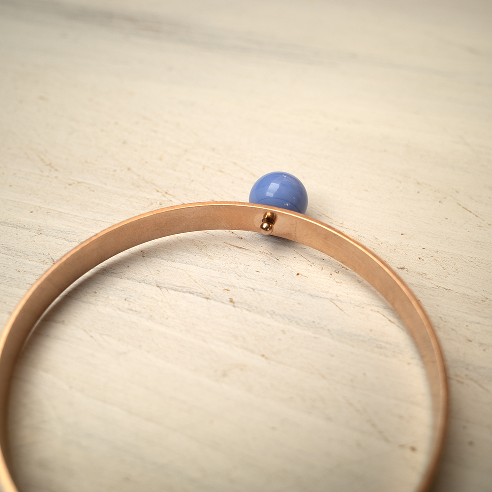 Bangles Solitario - Oro rosa con texture fresata - immagine 6