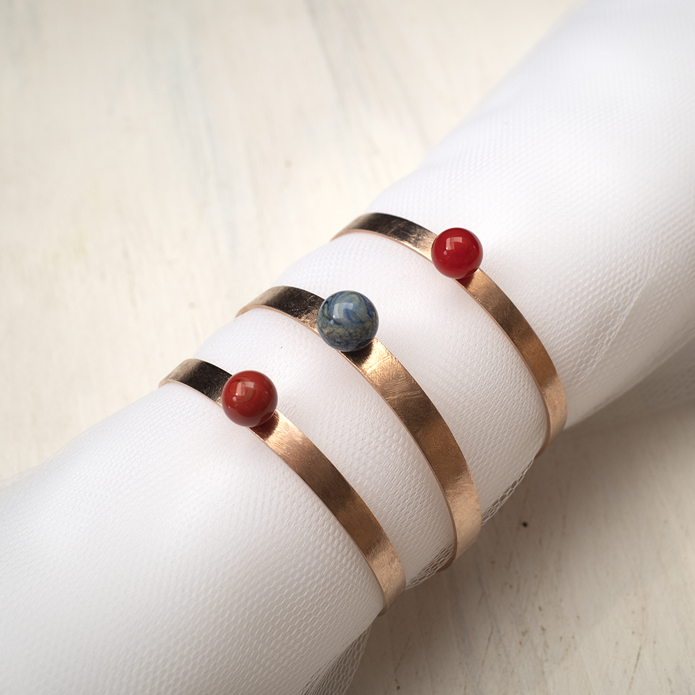 Bangles Solitario - Oro rosa con texture limata a righe - immagine 6