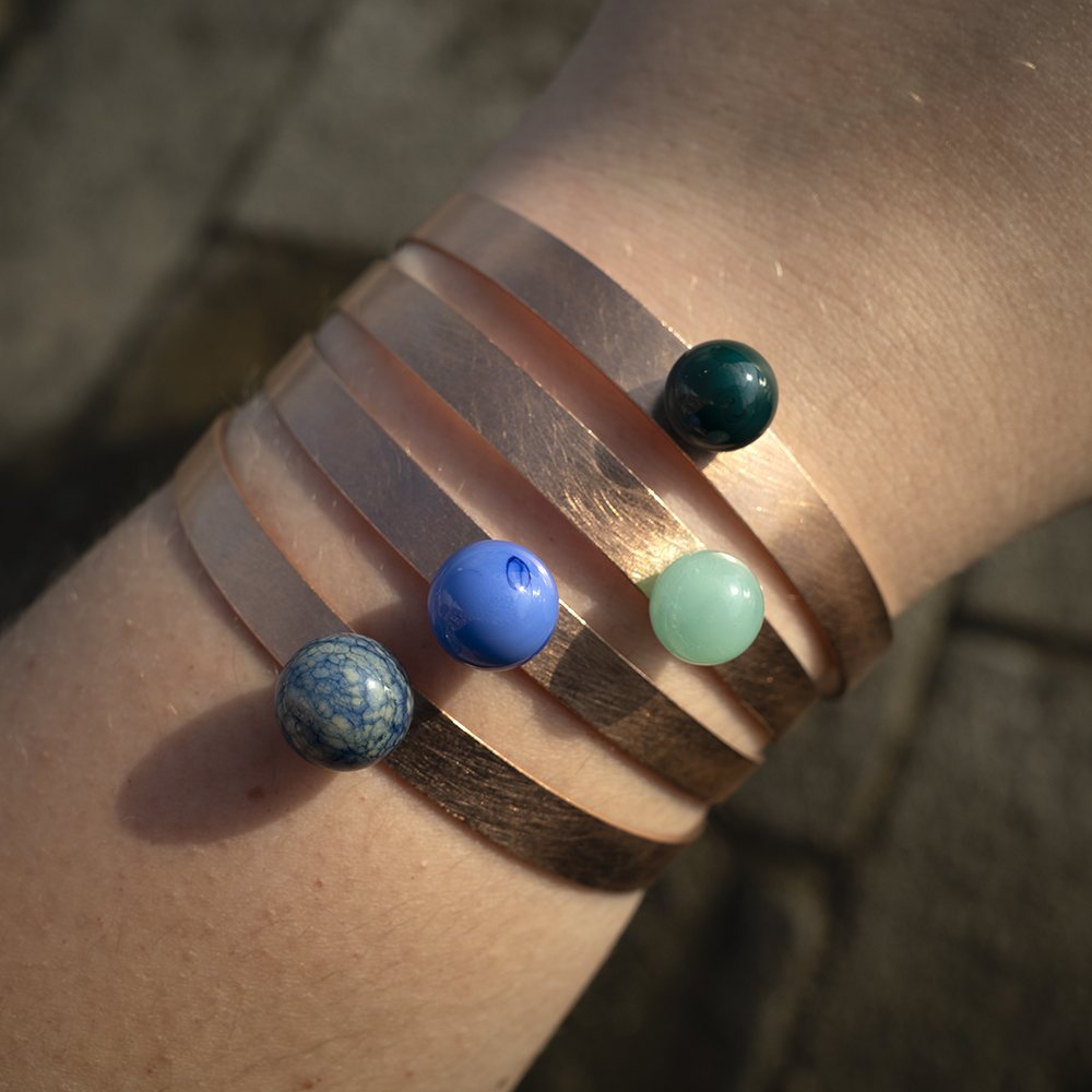 Bangles Solitario - Oro rosa con texture limata tonda - immagine 2