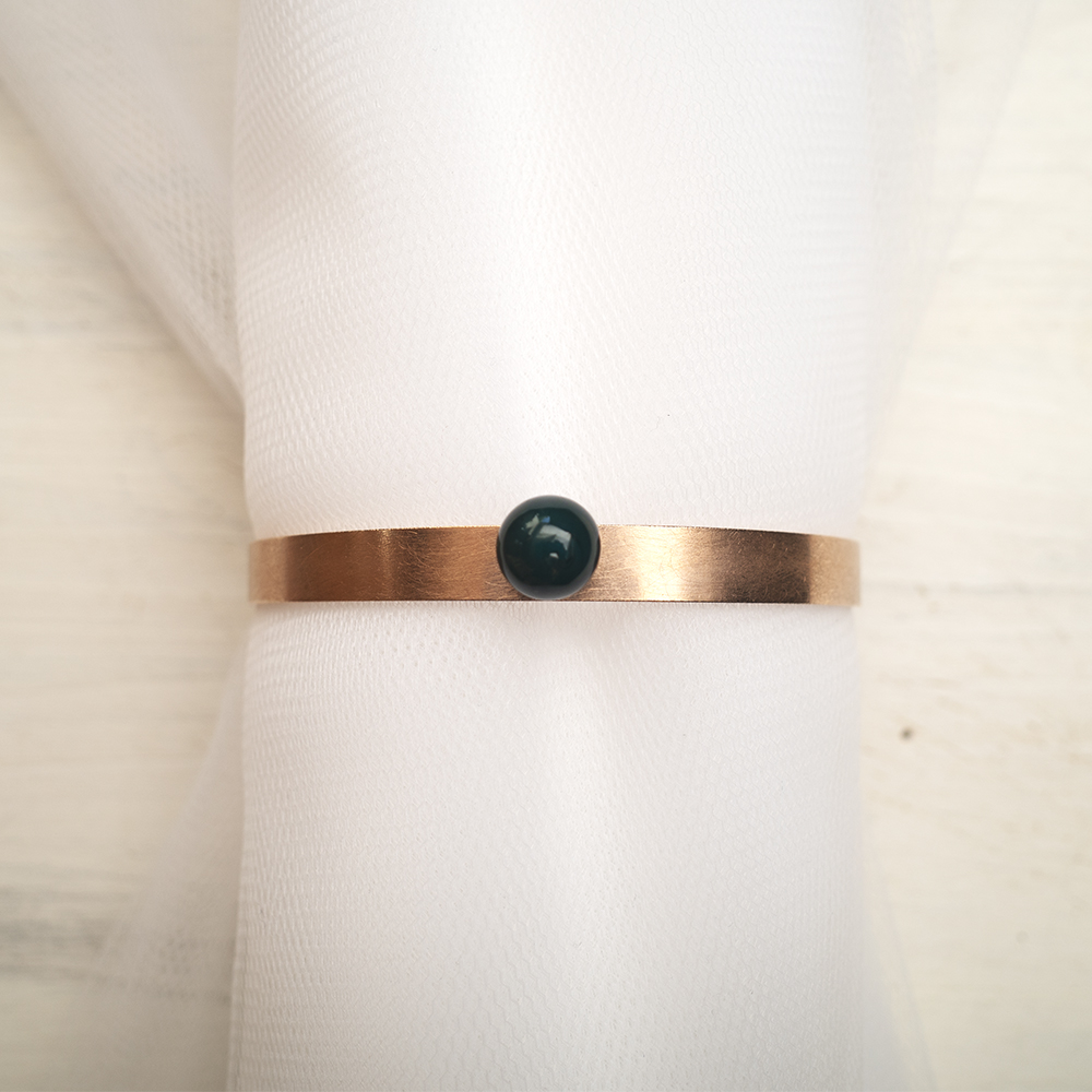 Bangles Solitario - Oro rosa con texture limata tonda - immagine 4
