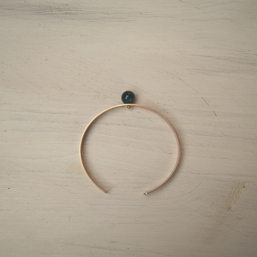 Bangles Solitario - Oro rosa con texture limata tonda